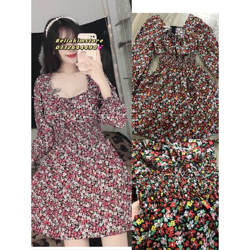Đầm hoa lụa nhí vintage bo eo siêu xinh form dáng y hình Bảng màu thật ảnh cuối | BigBuy360 - bigbuy360.vn