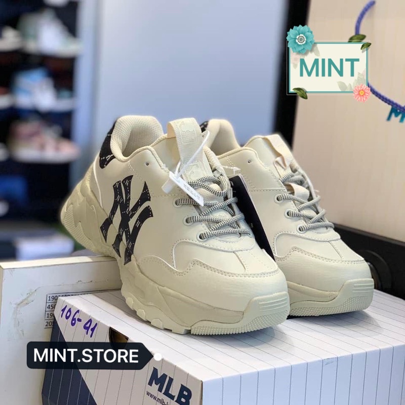🌻MINTSTORE🌻Giày sneaker bóng chày chữ đen gót da lộn