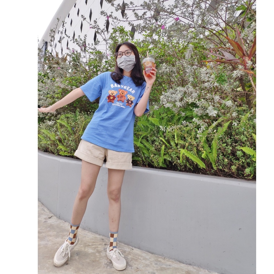 Áo thun tay lỡ dáng rộng hình Gấu Baby basic vải loại 1 thời trang ulzzang Hàn Quốc cho teen học sinh sinh viên