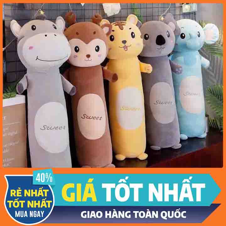 🍅 𝑭𝑹𝑬𝑬𝑺𝑯𝑰𝑷 💝 Gối ôm hình thú SWEET - dài 1m1 siêu đáng yêu chất vải siêu mềm mịn nhồi bông