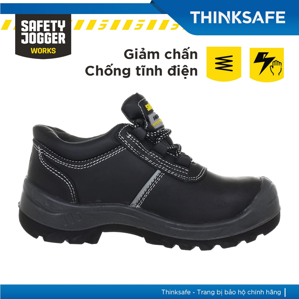 Giày bảo hộ Safety Jogger Aura S3 da bò cao cấp siêu bền, chống tĩnh điện, cấu tạo phi kim(đen) - Thinksafe