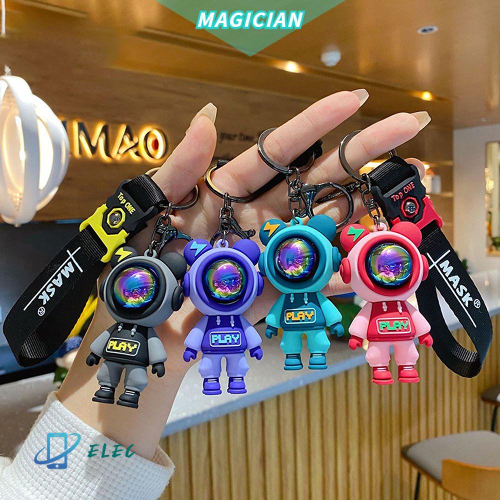 Móc khóa phối chú gấu Lightning epoxy độc đáo + dây đeo tay sáng tạo tùy chọn màu sắc