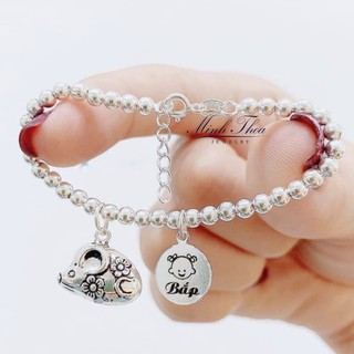 Lắc tay bi bạc khắc tên trẻ em, vòng tay bạc bé trai bé gái an toàn bền đẹp Minh Thoa JEWELRY