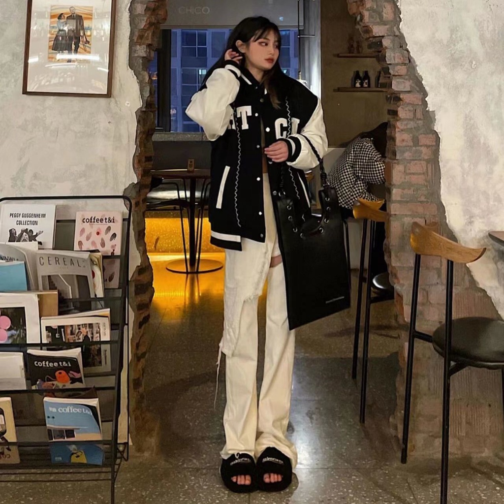 ▼Quần Jean Ống Rộng Lưng Cao Hai Lớp Thiết Kế Không Đồng Đều Có Khóa Kéo Phong Cách Retro Thời Trang Cho Nữ