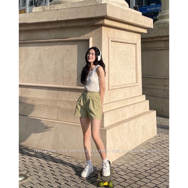 (Ảnh thật) Quần short vải cạp chun ống xếp ly basic the.sweaterweather TSW | BigBuy360 - bigbuy360.vn