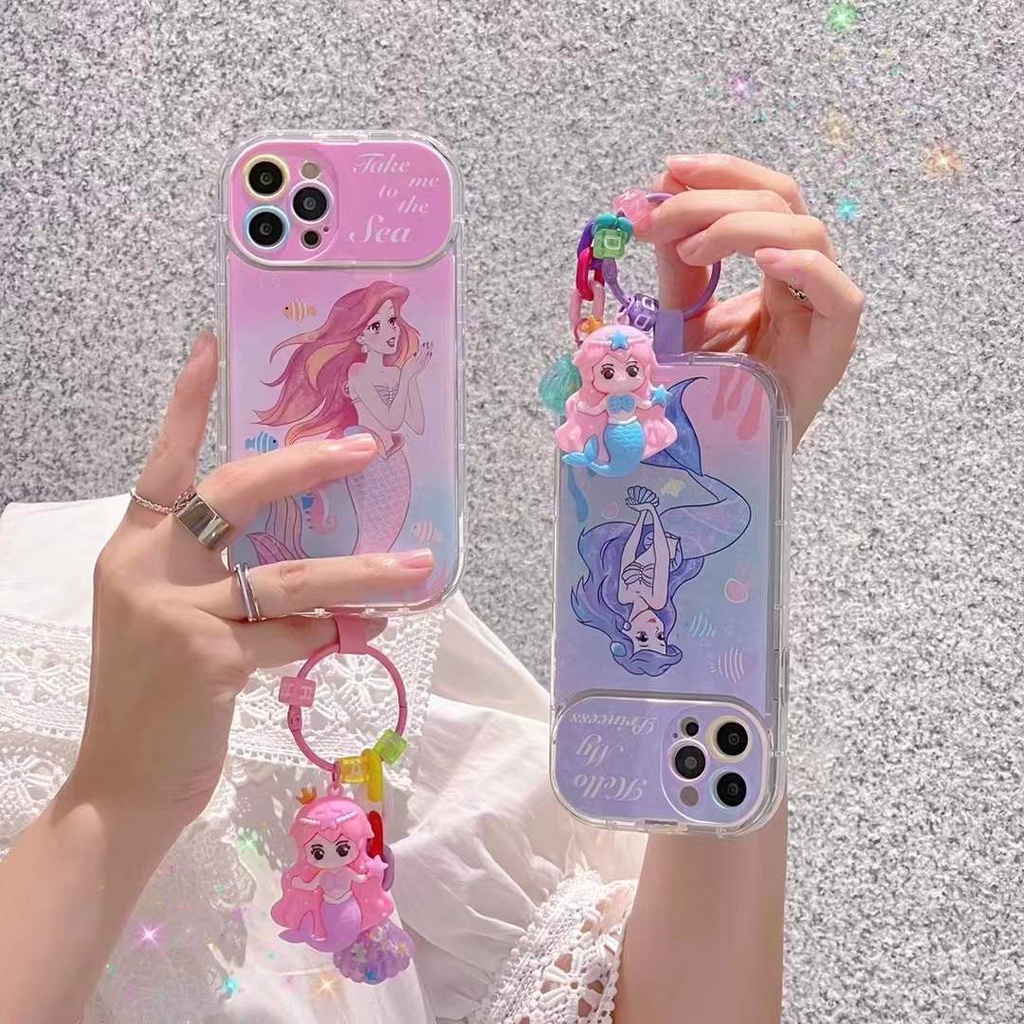 Ốp Điện Thoại Chống Sốc Tích Hợp Gương Trang Điểm Hình Nàng Tiên Cá Cho Iphone 13 12 Pro MAX i11 XR