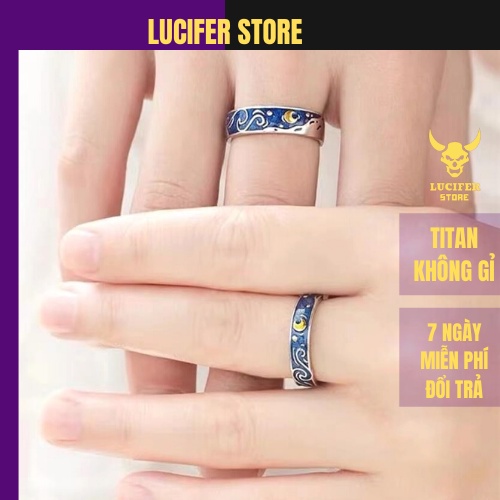 Nhẫn Cặp Bạc Đôi Bạn Thân Couple Nam Nữ Cá Tính Trơn Đơn Giản Basic Ngầu VanGogh Ring Lucifer Store Nhẫn Titan VanGogh