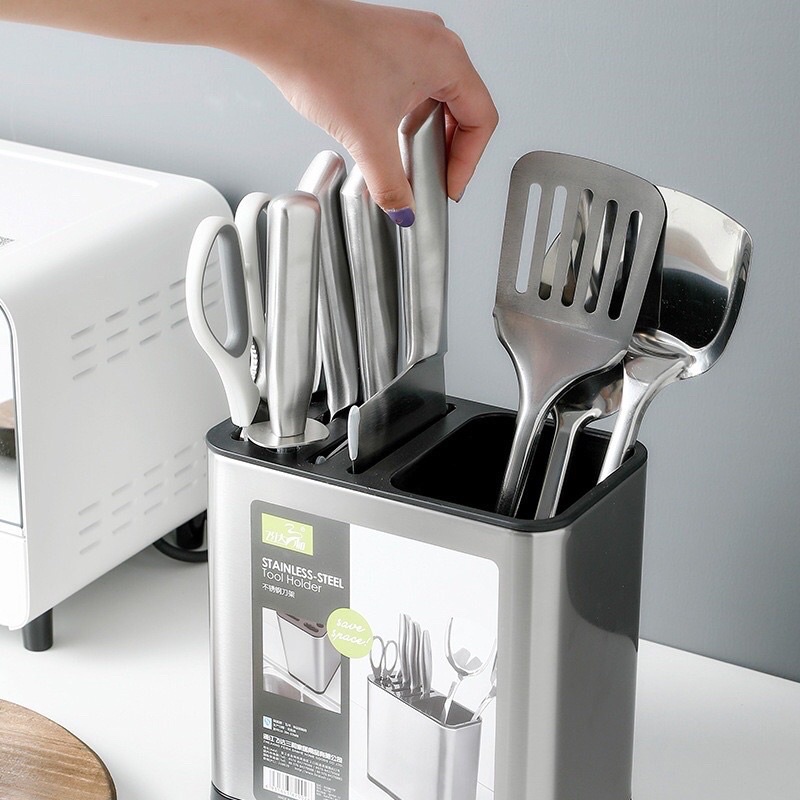 Ống cắm đũa thìa inox cao cấp 4 ngăn và 1 ngăn cao thấp