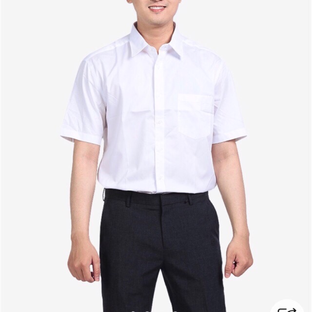 Áo Sơ Mi Cộc Tay Nam Màu Trắng Cao Cấp - Áo Sơ Mi Nam Màu Trắng Dáng Suông