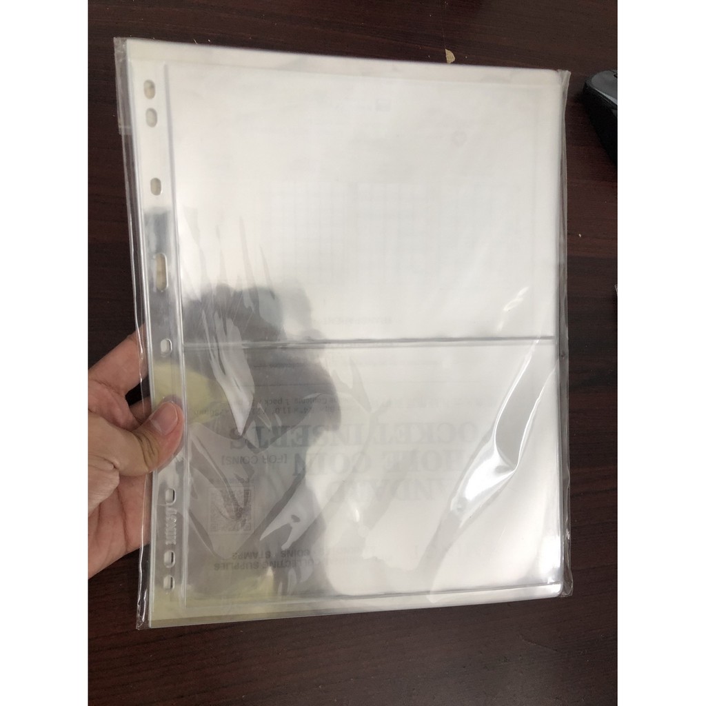Bịch 10 tấm Phơi nhựa trong suốt 2 ngăn đựng tiền giấy PCCB/Mingt