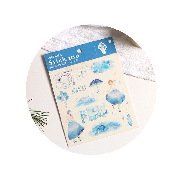 Taeyang369hz ️ Sticker Dacing In The Rain Miếng Dán Nhảy Múa Dưới Mưa Trang Trí Scrapbook, Bullet Journal, Planner