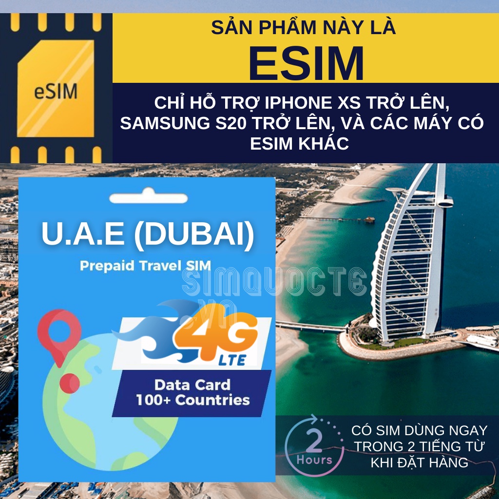[Esim] Sim du lịch 4G DUBAI UAE tiện dụng tiết kiệm có nhiều gói cước