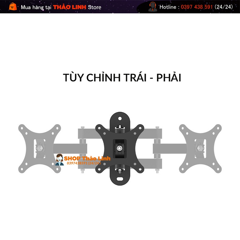 Giá Treo Màn Hình Máy Tính Xoay Đa Năng 17 - 32 inch - Xoay Trái/Phải 180Độ - CP102