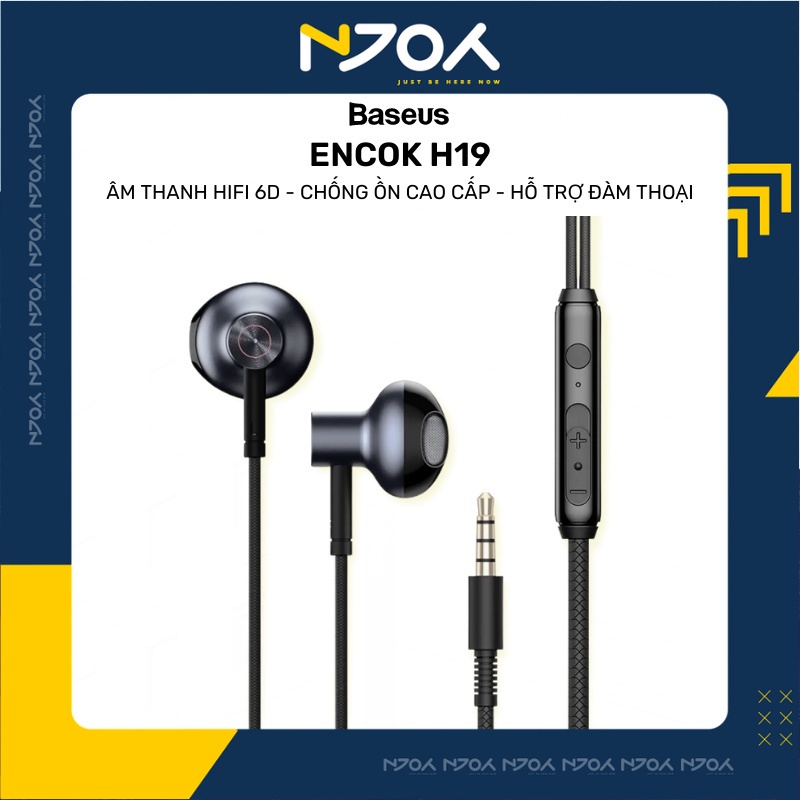 Tai Nghe Có Dây Âm Thanh Nổi 6d Baseus Encok H19 Chân Cắm 3.5mm Mic Đàm Thoại Chơi Game Nghe Gọi Cho Oppo Samsung ...