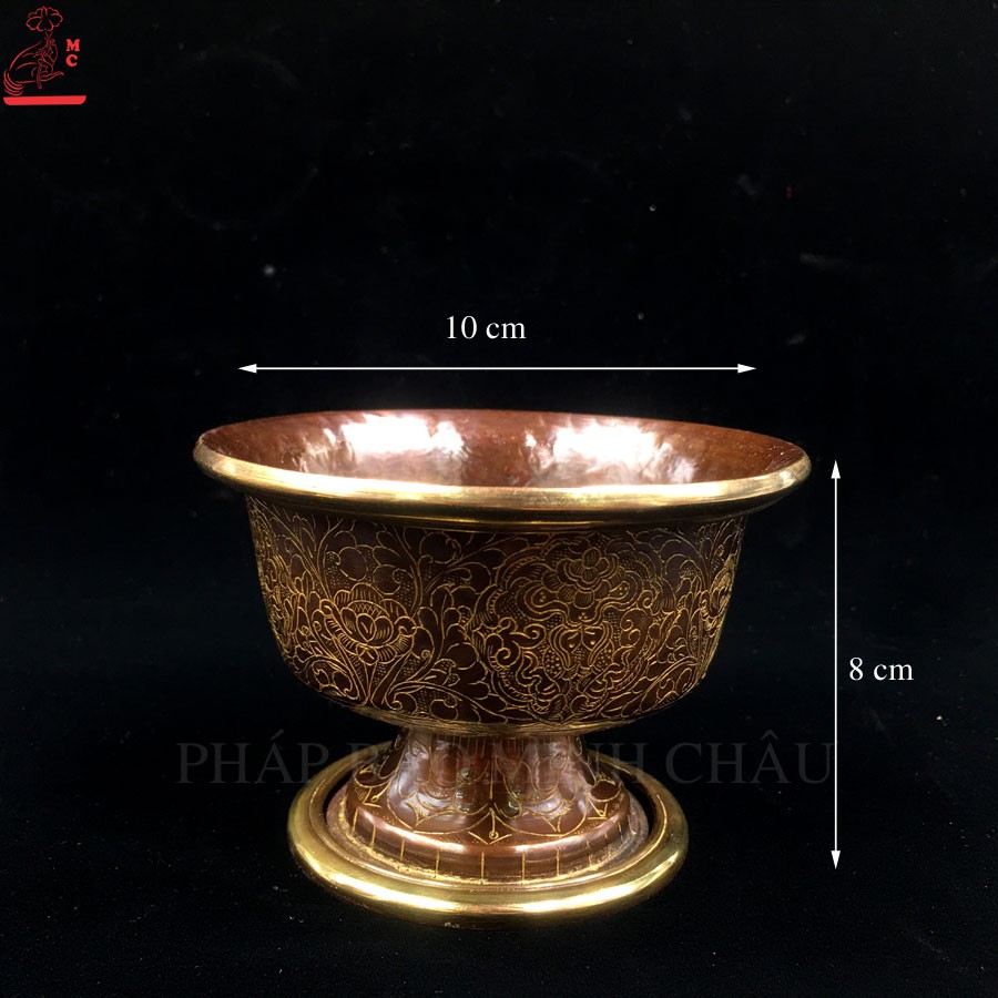 CHÉN CÚNG CÓ CHÂN ĐỒNG NEPAL 4&quot; - VẼ VÀNG | CHIẾC