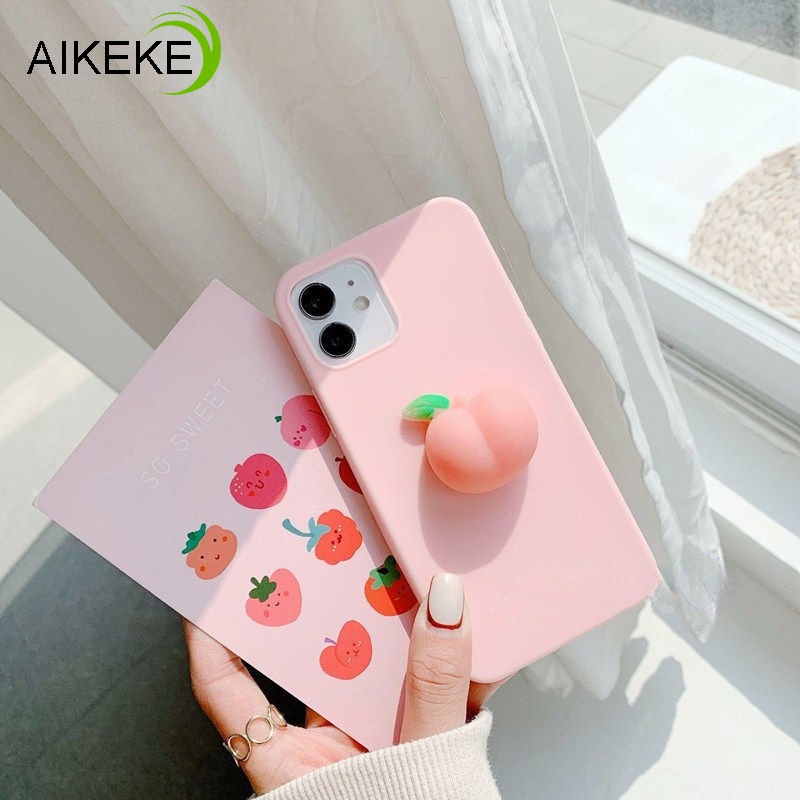 Ốp điện thoại silicon TPU hình quả đào 3D dễ thương cho Samsung Galaxy A31 A51 A71 A41 M31 M21 M30S A21S Peach S20 FE