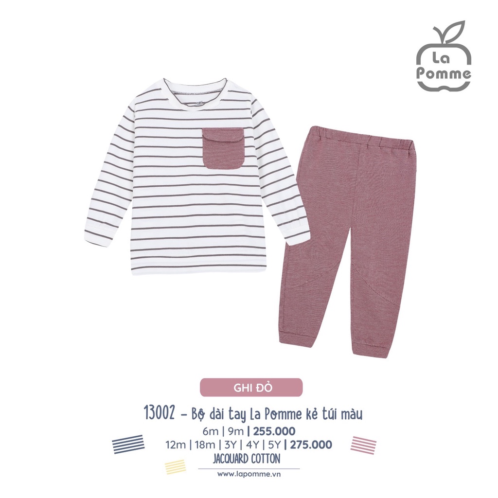[CHÍNH HÃNG] Bộ quần áo dài tay kẻ trẻ em La Pomme
