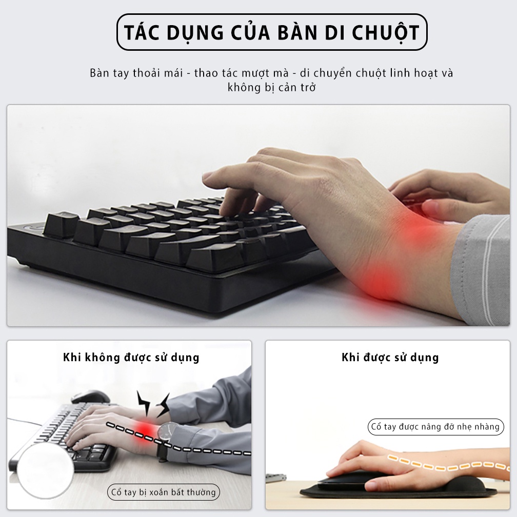 Miếng lót chuột có đệm cổ tay SIDOTECH PD801 bàn di pad chuột mềm mại công thái học cho game thủ văn phòng streamer