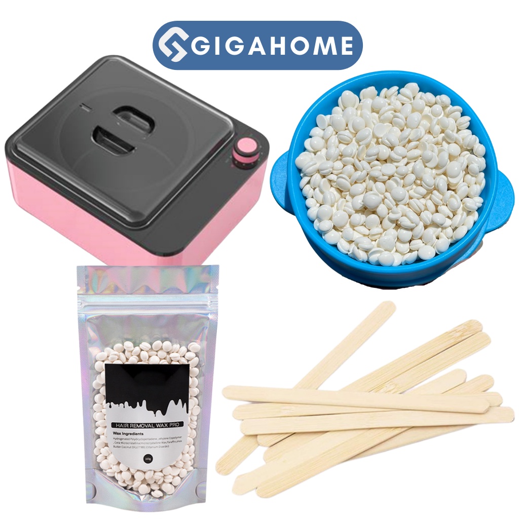 Combo Nồi Nấu Sáp Wax Lông Chống Dính + 100gr Sáp Cao Cấp Tặng Kèm 5 Que Gỗ GIGAHOME