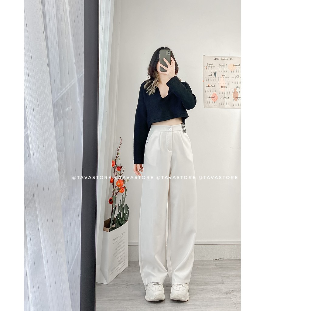 Quần culottes nút màu