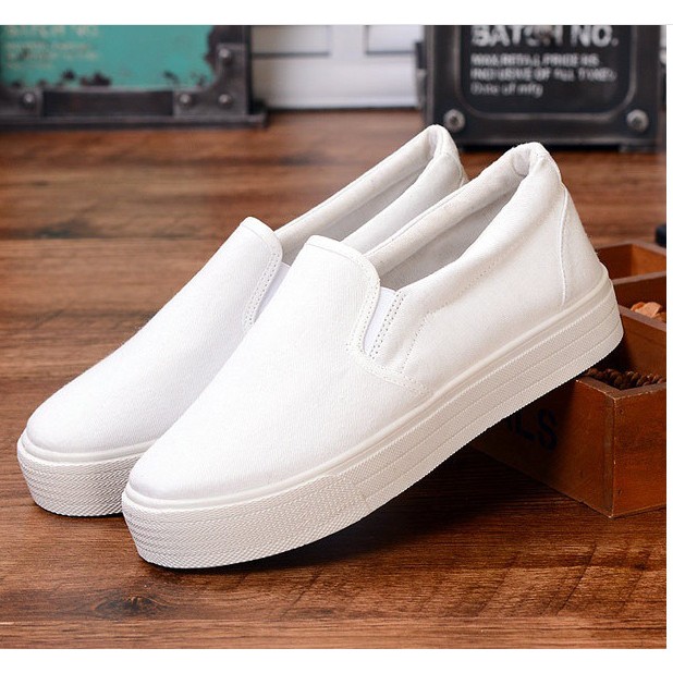 [SIÊU ÊM CHÂN] Giày slip on vải trơn đế bánh mì S336 vải thô mềm thoáng mát đế cao su dẻo bền rẻ đẹp