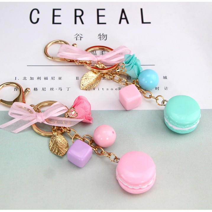 Móc khóa macaron dây nơ