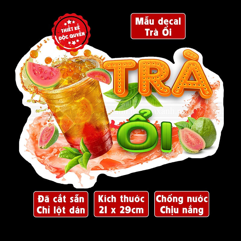 Poster decal TRÀ ỔI trang trí quán nước, dán tường, tủ kính, chống nước- đã cắt sẵn chỉ cần lột dán