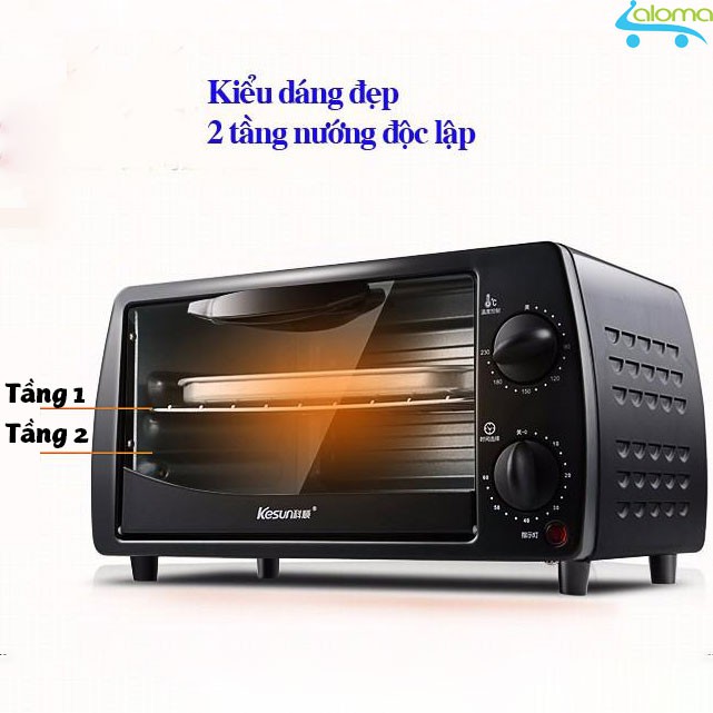 Lò nướng điện mini 9 lít 2 tầng gia nhiệt 3 chiều Kesun TO-092