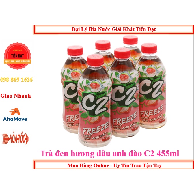 [Hàng mới, Date Mới] Lốc 6 chai Trà C2 Hương Dâu Anh Đào Chai Nhựa 455ML