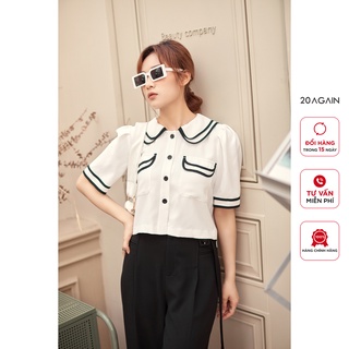 Áo Sơ Mi Viền Phối 20AGAIN thiết kế phong cách nữ sinh trẻ trung ASW0883