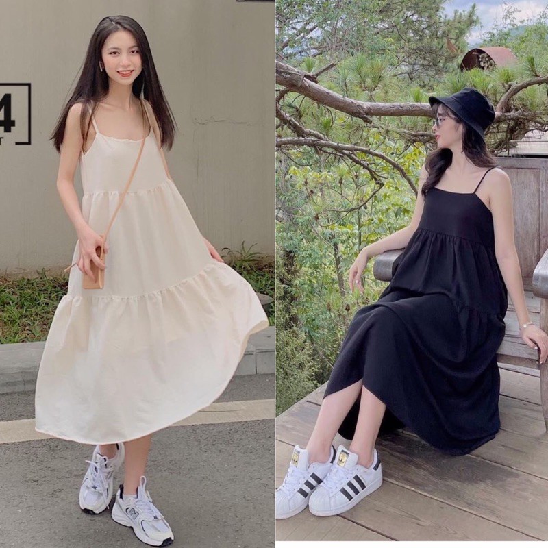 [Ảnh thật/Video]Váy hai dây Lady bồng bềnh dáng babydoll Đầm ulzzang đi biển loại đẹp | BigBuy360 - bigbuy360.vn