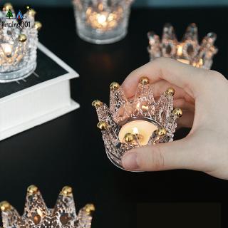 Đế giữ nến trang trí hình vương miện bằng thủy tinh