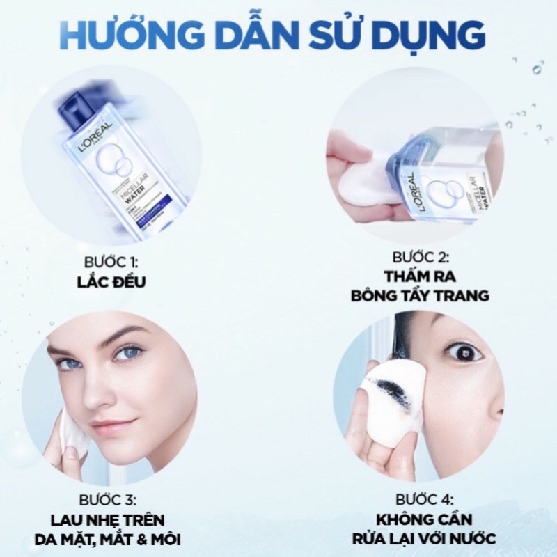 Nước tẩy trang Loreal 400ml L’Oreal 3in1 Micellar Water.