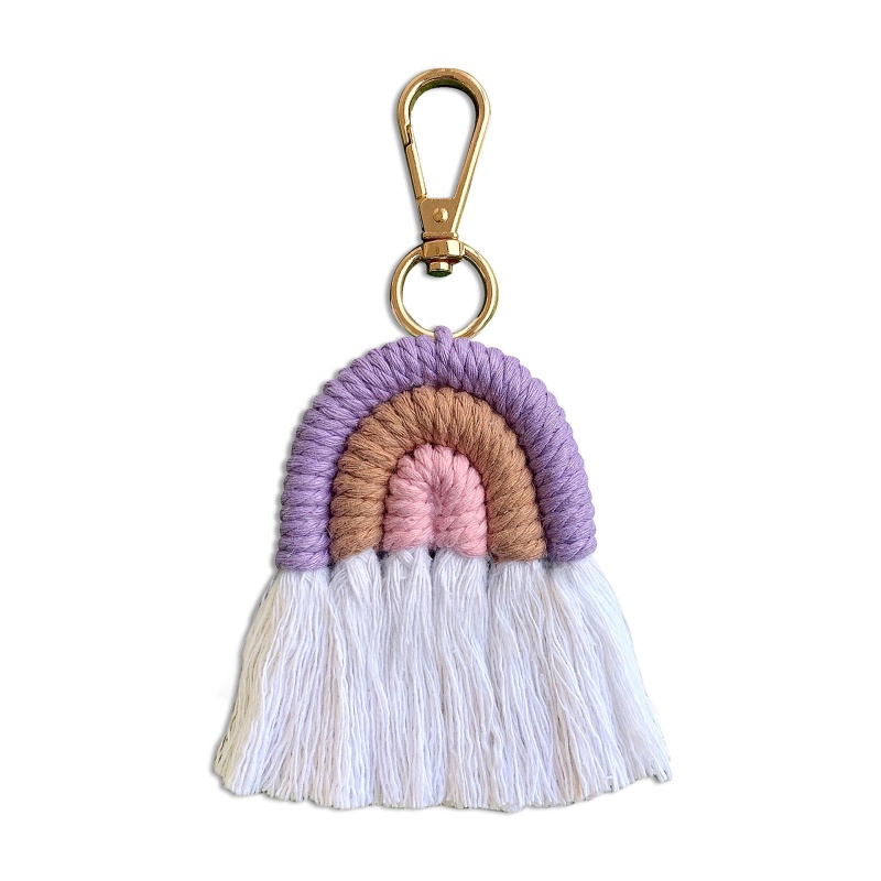 Móc Khóa Macrame Màu Cầu Vồng Phong Cách Boho Dành Cho Nam Nữ