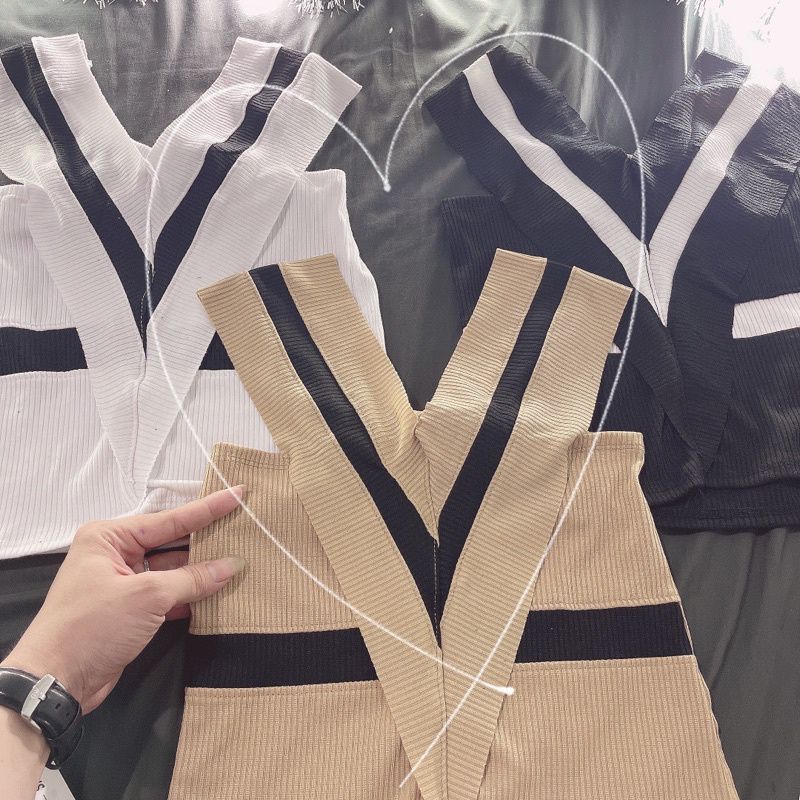 ÁO GÂN PHỐI CHÉO CROPTOP LS1