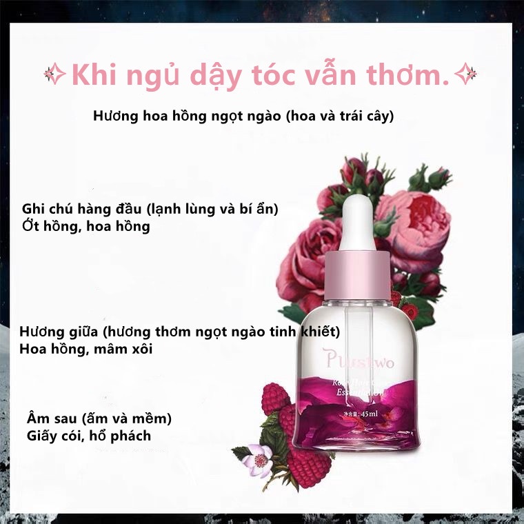 Tinh dầu hoa hồng Plustwo Chăm sóc tóc xoăn và tóc nhuộm Cải thiện độ khô và ngăn ngừa xoăn cứng