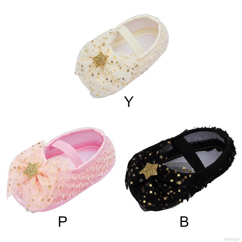 Giày công chúa gắn nơ và ngôi sao dành cho bé gái từ 0-18 tháng tuổi