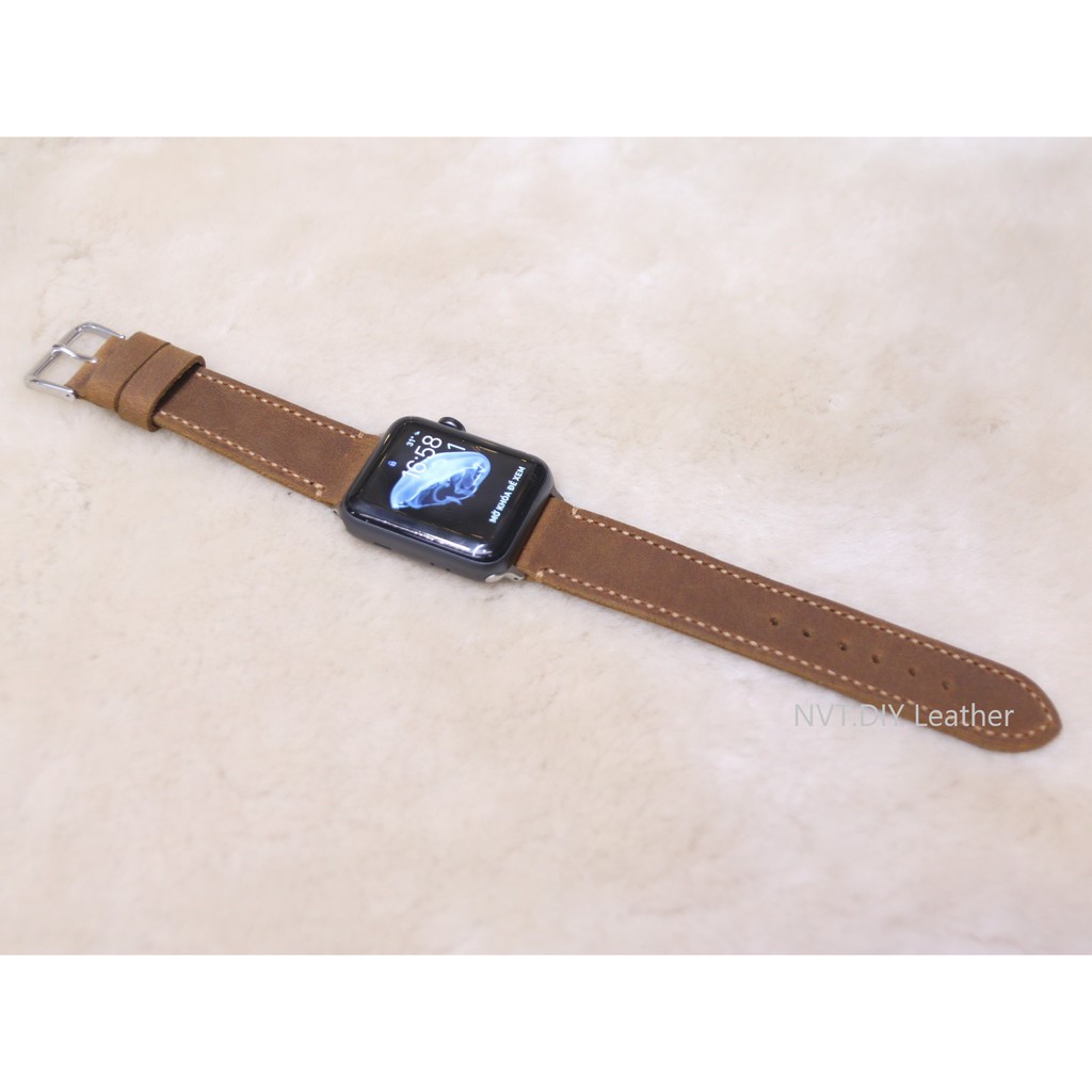 Dây đeo thay thế Apple Watch da bò sáp handmade