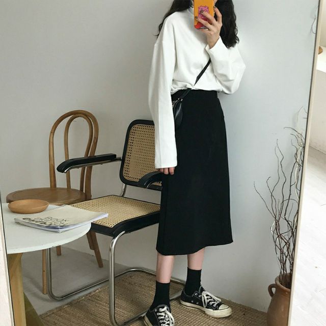 Chân váy dáng dài mùa thu Vintage Hàn Quốc | BigBuy360 - bigbuy360.vn