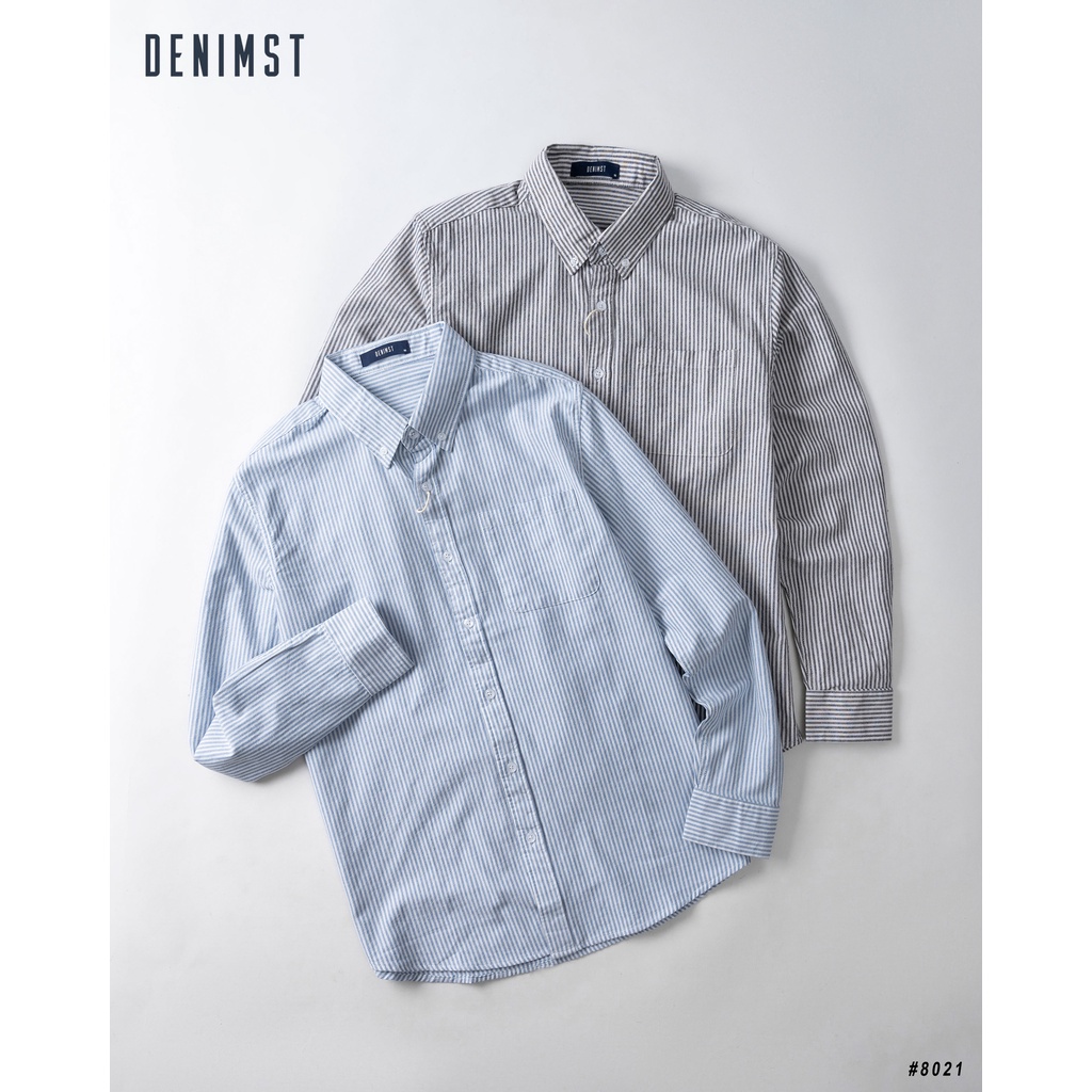 Áo Sơ Mi Nam Kẻ Sọc Cao Cấp DENIMST 8021 Chất Đũi Cotton Dáng Regular Fit