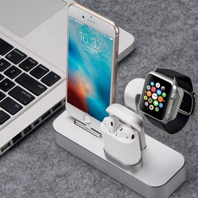 Đế Sạc Coteetci 3 Trong 1 Nhôm Nguyên Khối iPhone/ iWatch/ Airpods Chính Hãng Coteetci - Dock Sạc