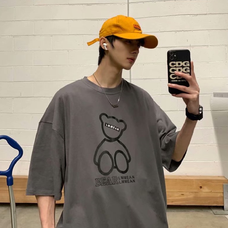 Áo thun tay ngắn dáng rộng in họa tiết hoạt hình thời trang Hàn Quốc cho nam size M-5Xl