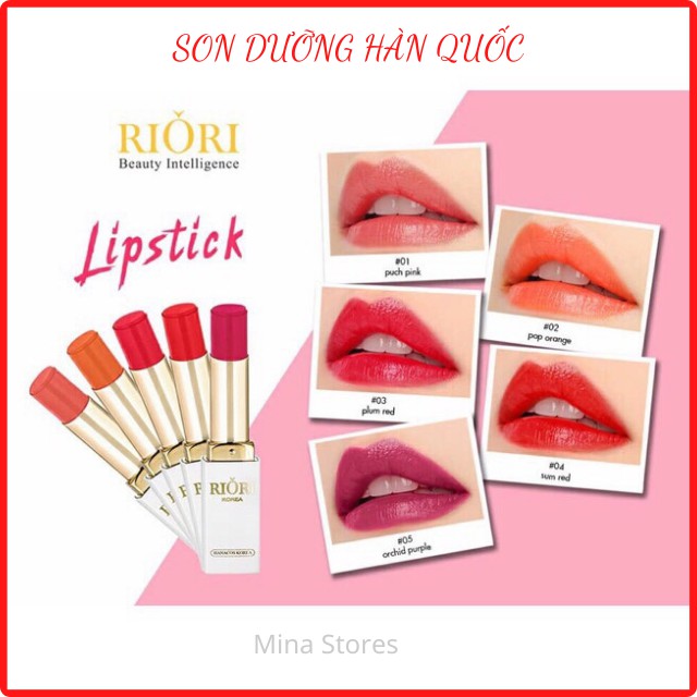 Son Dưỡng Môi Hàn Quốc Có Màu RIORI Lipstick - 5 Màu Son Không Chì Nhập Khẩu Korea