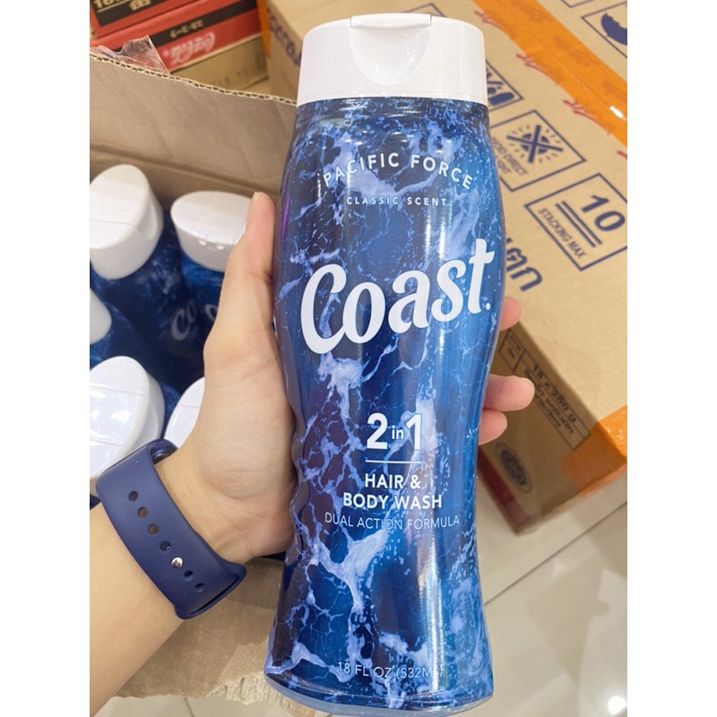 Sữa tắm gội nam Coast 2in1 532ml