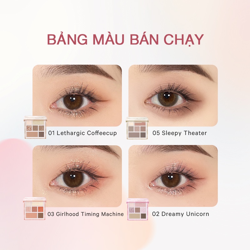 Bảng Phấn Mắt Pink Bear Little World 7 Màu Lì Và Nhũ Làm Phấn Bắt Sáng 10g