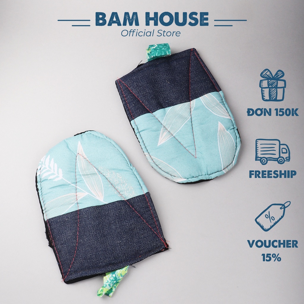 Bộ 2 miếng nhấc nồi Bam House vải dày cao cấp MNO01