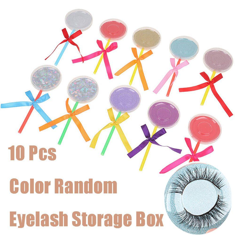 OCEANMAP Hộp Đựng Lông Mi Giả Bằng Nhựa Trong Suốt Hình Kẹo Mút Thắt Nơ Dễ Thương