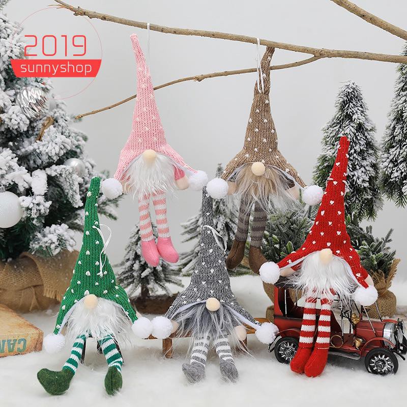 Christmas Tree Hanging Handmade Christmas Decorations LED Chandelier, Home, Door or Window Decoration, Santa Claus 5 Pcs