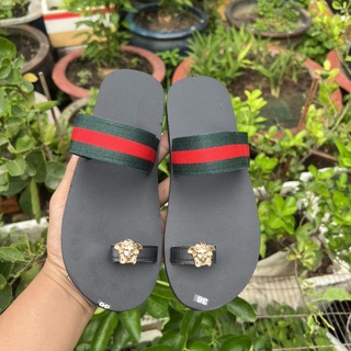 dép xỏ ngón nữ đế đen quai dù ( sandal chip chip )