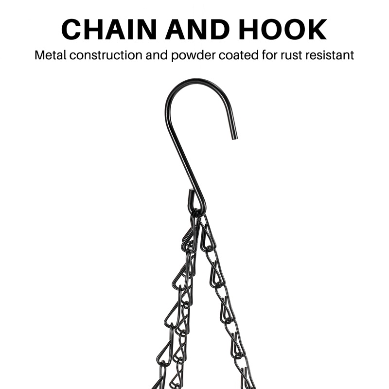 Chậu Trồng Cây Màu Đen Có Dây Xích Treo Trang Trí Ban Công / Sân Vườn Kích Thước 8inch